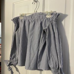 American Eagle off the shoulder pinstriped top